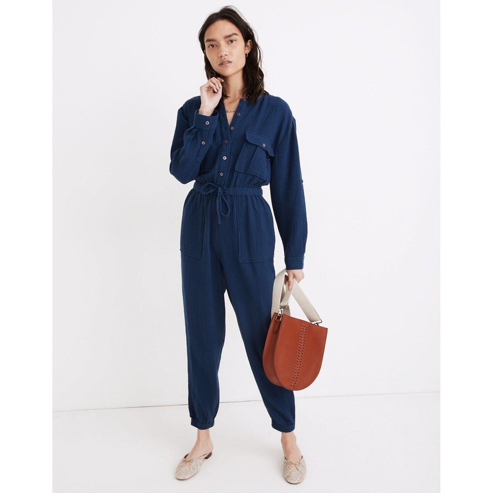 Madewell Cotton Lightspun Tapered-Leg Jumpsuit Size 4
